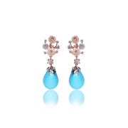 Turquoise Delight rose gold Floral Earrings